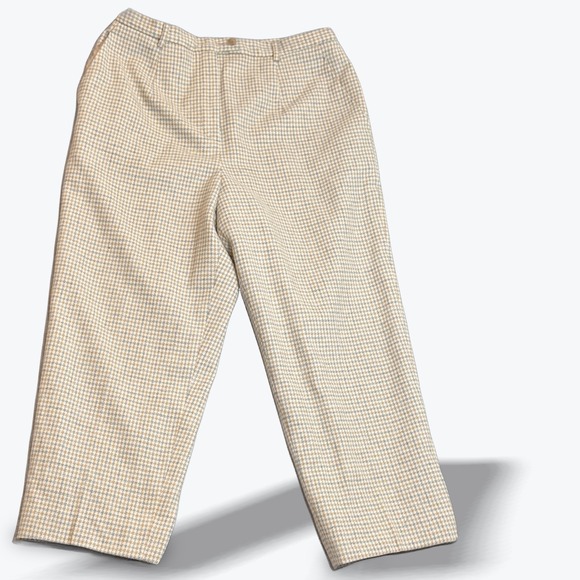 Pendleton Virgin Wool Trousers Houndstooth Check Plaid Satin Lined Career Pants - Picture 1 of 8